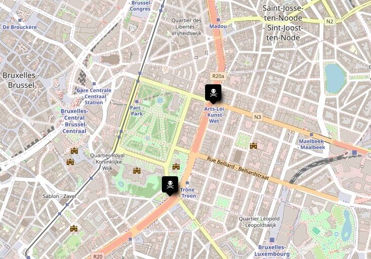 Carte des points noirs 1000 Bruxelles